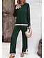 Χαμηλού Κόστους Βασικές Γυναικείες Μπλούζες-Πουκάμισο Σετ παντελονιών Γυναικεία Μαύρο Καφέ Πράσινο του τριφυλλιού Σκέτο Σκίσιμο Καθημερινά Μοντέρνα Στρογγυλή Λαιμόκοψη Κανονικό Τ