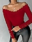 ieftine Bluze simple pentru femei-Cămașă Cămașă din dantelă Cămașă albă din dantelă Pentru femei Negru Alb Roșu Vin Simplu Dantelă Peteci Casual Elegant De Pe Umăr Fit regulat S