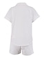cheap Basic Women&#039;s Tops-Shirt Set Women&#039;s White Solid Colored Pocket 2 Piece Street Daily Streetwear Daily Shirt Collar Linen Regular Fit S