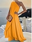 cheap Party Dresses-Women&#039;s Prom Dress Party Dress Patchwork One Shoulder 3/4 Length Sleeve Vacation Beach Elegant Black Yellow Summer Spring
