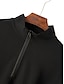 cheap Classic Polo-Men&#039;s Polo Shirt High Neck Outdoor Casual Lapel Quarter Zip Long Sleeve Fashion Basic Waves Solid / Plain Color Quarter Zip Spring &amp;  Fall Regular Fit Black White Dark Navy Blue Polo Shirt