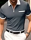 cheap Zip Polo Shirt-Men&#039;s Polo Shirt Zip Polo Outdoor Sports Lapel Quarter Zip Short Sleeve Fashion Modern Color Block Zipper Front Pocket Summer Regular Fit Gray Polo Shirt
