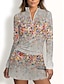 preiswerte Designer-Kollektion-Damen poloshirt Grau Langarm Shirt Blumen Damen-Golfkleidung, Kleidung, Outfits, Kleidung