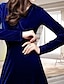 preiswerte schlichte Kleider-Damen velvet kleid kleid lang Rüschen Party Verabredung Elegant Vintage V Ausschnitt Langarm Schwarz Wein Königliches Blau Farbe