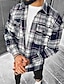 billige skjortejakker med print til mænd-Herre Flanell skjorte Button Down skjorte Skjorte med krave Skjorte jakke Kurve Aftæpning Lyserød Blå Himmelblå Livlig Lyserød Orange I-byen-tøj Weekend Langærmet Trykt mønster Tøj Mode