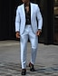 olcso Öltönyök-fekete fehér pezsgő férfi báli öltöny esküvői öltöny egyszínű 2 részes üzleti formális munkaruha testre szabott dupla mellű hatgombos 2024