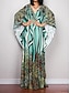 abordables Robes à motifs-Femme Robe casual Robe d&#039;été Floral marinière Imprimer Col V robe longue Bohème Vacances Plage manche longue Eté Printemps
