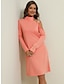 cheap Plain Dresses-Women&#039;s Casual Dress Mini Dress Cold Shoulder Daily Date Fashion Basic Stand Collar Long Sleeve Black White Pink Color