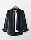 billige luksus linned skjorter-100% Linned Lomme Herre Skjorte linned skjorte Button Up skjorte Sort Navyblå Langærmet Vanlig Knaphul Forår &amp; Vinter udendørs Ferierejse Tøj