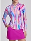 baratos Coleção de designers-Mulheres Camisa polo de caminhada Azul Manga Longa Proteção Solar Blusas Tintura Tie Dye Outono Inverno Roupas femininas de golfe, roupas, roupas, roupas