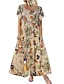 cheap Print Dresses-Women&#039;s Casual Dress Floral Print Crew Neck Long Dress Maxi Dress Vacation Short Sleeve Summer