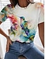 billige T-skjorter til kvinner-Dame T skjorte Blomstret Sommerfugl Trykt mønster Daglig Helg Mote Kortermet Rund hals Svart Sommer