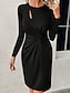 cheap Party Dresses-Women&#039;s Black Dress Party Dress Cocktail Dress Ruched Cut Out Crew Neck Long Sleeve Mini Dress Vacation Black Spring Winter