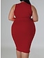 cheap Plus Size Casual Dresses-Women&#039;s Plus Size Curve Casual Dress Bodycon Sheath Dress Plain Midi Dress Sleeveless Basic Crew Neck Fashion Daily Black Red Summer Spring L XL 2XL 3XL 4XL