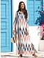 preiswerte Lässiges Kleid mit Aufdruck-Maxi-Hemdkleid aus Satin mit geometrischem Print