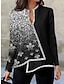 cheap Women&#039;s Blouses &amp; Shirts-Women&#039;s Shirt Blouse Floral Casual Holiday Print Asymmetric Hem Black Long Sleeve Fashion V Neck Fall &amp; Winter