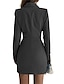 Χαμηλού Κόστους Πάρτι Φορέματα-Γυναικεία Φόρεμα για πάρτυ Κοκτέιλ Φόρεμα Εφαρμοστό Σουρωτά Κολάρο Πουκαμίσου Μακρυμάνικο Μίνι φόρεμα Γραφείο Επίσημο Μαύρο Λευκό Χειμώνας