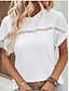 cheap Basic Women&#039;s Tops-Lace Shirt T shirt Tee Eyelet top White Lace Shirt Women&#039;s White Plain Cut Out Daily Fashion Round Neck Regular Fit S