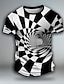 tanie T-shirty 3D męskie-Graficzny Wzór 3D Geometryczny Oszustwo wizualne Codzienny Na zewnątrz Męskie Druk 3D Impreza Codzienny Święto Podkoszulek Czarny Zielony Krótki rękaw Półgolf Koszula Wiosna i lato Odzież Normalny S