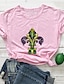 billige T-skjorter til kvinner-Dame T skjorte Bomull Grafisk Trykt mønster Karneval Daglig Helg Mote Kortermet Rund hals Svart Vår sommer