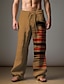 זול מכנסי כותנה פשתן לגברים-בגדי ריקוד גברים וינטאג&#039; קולור בלוק מכנסי פשתן מכנסיים מותן בינוני בָּחוּץ לבוש יומיומי לבוש רחוב סתיו חורף רגיל