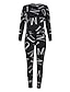 cheap Women&#039;s Two Piece Sets-Women&#039;s Shirt Pants Sets Print Casual Daily Active Sports Long Sleeve One Shoulder Black Spring &amp;  Fall