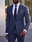 זול חליפות פשתן-שחור כחול סגול חליפות פשתן לגברים חתונת חוף 2 חלקים בצבע אחיד בהתאמה אישית עם שני כפתורים חד חזה 2024
