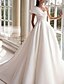 cheap Wedding Dresses-Hall Formal Wedding Dresses A-Line One Shoulder Sleeveless Sweep / Brush Train Satin Bridal Gowns With Ruched 2024