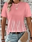 billige T-skjorter til kvinner-Dame T skjorte Geometrisk Daglig Ut på byen Trykt mønster Svart Kortermet Mote Rund hals Sommer