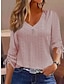 ieftine Bluze simple pentru femei-Tricou Varful ochiului Pentru femei Negru Alb Roz Îmbujorat Simplu Buton Casual Modă În V Fit regulat S