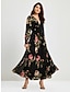 billige uformell kjole med trykk-chiffon maxikjole med knipet midje med blomstertrykk