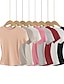 baratos Tops básicos de mulher-Camiseta Mulheres Preto Branco Rosa Côr Sólida Básico Diário Diário Skims Decote Redondo Magro S