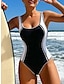 preiswerte Einteilige Badeanzüge-Damen Normal Badeanzug Ein Stück Bademode Schnell Trocknend Farbblock Strandbekleidung Urlaub Badeanzüge