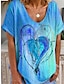 ieftine Tricouri Damă-Pentru femei Tricou Inimă aleasă a inimii Sfârșit de săptămână Imprimeu Roșu-aprins Manșon Lung Modă În V Primăvara &amp; toamnă