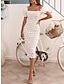 cheap Party Dresses-Women&#039;s Square Neck Short Sleeve Midi Dress Party Elegant Black White Summer Spring