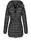 cheap Quilted Coat-Women&#039;s Winter Coat Quilted Jacket Mid Length Puffer Coat Thermal Warm Parka with Pocket Fall Windproof Heated Coat  Zipper Hooded Lightweight Outerwear Long Sleeve Army Green Black