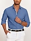cheap Men&#039;s Button Up Shirts-Men&#039;s Shirt Button Up Shirt Casual Shirt Summer Shirt Black White Blue Long Sleeve Plain Lapel Daily Vacation Clothing Apparel Fashion Casual Comfortable Smart Casual