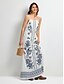 abordables robe décontractée imprimée-robe longue à fleurs pour les vacances d&#039;été