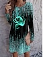 ieftine Rochii cu Imprimeu-Pentru femei Rochie casual Rochii Tricou Trandafir Imprimeu Stil Nautic Rochie Mini Elegant Dată Manșon Lung Primăvară