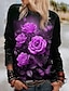 cheap Women&#039;s Hoodies &amp; Sweatshirts-Women&#039;s Sweatshirt Pullover Floral Casual Sports Print Black Pink Blue Active Sportswear Round Neck Long Sleeve Top Micro-elastic Fall &amp; Winter