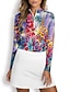 abordables Collection de créateurs-Femme T-shirt POLO Bleu manche longue Top Floral Vêtements de golf pour femmes, tenues, vêtements