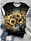 cheap Women&#039;s T-shirts-Women&#039;s T shirt Tee Floral Butterfly Daily Weekend Print Black Short Sleeve Fashion Round Neck Summer