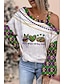 ieftine Bluze &amp; Cămăși Damă-Pentru femei Cămașă Bluză Cămașă Mardi Gras Inimă Carnaval Casual Ieșire Imprimeu Verde Deschis Manșon Lung Modă Pe Umăr Primăvara &amp; toamnă