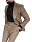 ieftine Costume-negru&amp;amp; costume albe barbati din tweed din piese de poule carouri 2 piese toamna&amp;amp;costume de nunta de iarna set de pantaloni blazer ocazional croit cu un singur piept cu un singur nasture 2024