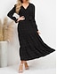 Χαμηλού Κόστους Πάρτι Φορέματα-Γυναικεία Μαύρο φόρεμα Φόρεμα για πάρτυ Επίσημο ένδυμα Με Κορδόνια Με Βολάν Λαιμόκοψη V Μακρυμάνικο Χριστούγεννα Γενέθλια Μαύρο Ανθισμένο Ροζ Άνοιξη Χειμώνας