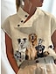 abordables Chemises Pour Femme-Femme Chemise Chemisier Animal Chien Bouton Imprimer Casual Mode Manche Courte Col Haut Bleu Printemps &amp; Automne
