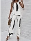 preiswerte Zweiteilige Anzüge für Damen-Damen Tank Top Hosen-Sets Graphic Casual Bedruckt Weiß Ärmellos Modisch Täglich Rundhalsausschnitt Sommer