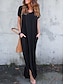 cheap Plain Dresses-Women&#039;s Casual Dress Long Dress Maxi Dress Cotton Pocket Split Date Maxi Basic V Neck Short Sleeve Black White Pink Color