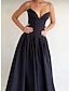 Χαμηλού Κόστους Πάρτι Φορέματα-Γυναικεία Μαύρο φόρεμα Φόρεμα χορού Φόρεμα για πάρτυ Σουρωτά Αμάνικο Γενέθλια Διακοπές Κομψό Μαύρο Καλοκαίρι Άνοιξη