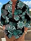 billiga Hawaiiskjorta för män-Blommig Ledigt Herr Skjorta Dagliga kläder Utekväll Helgen Vår &amp; sommar Kinakrage Långärmad Gul, Purpur, Grön S, M, L Slubtyg Skjorta